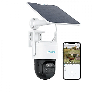 Reolink TrackMix Series G770 cu Solar Panel 2 Camera de Supraveghere 4G LTE PTZ 4K 8MP Dual Lens 6x Hybrid Zoom AI