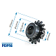 Pinion 16 dinti, pentru motoarele portilor sectionale - MOTORLINE PDP16