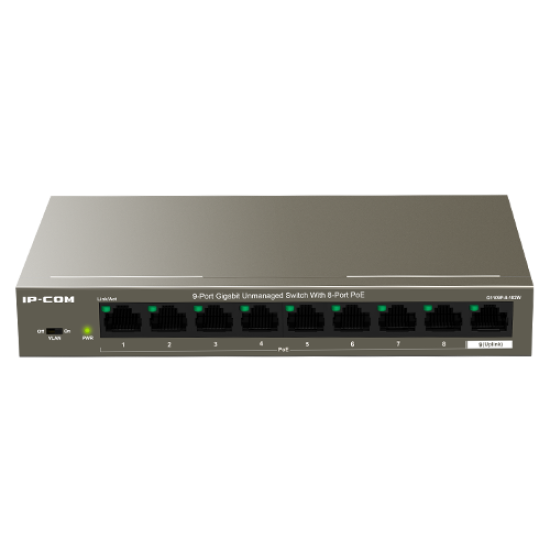 G1109P-8-102W | IP-COM | Switch 8 porturi Gigabit PoE, 1 x RJ45 Gigabit Uplink - IP-COM G1109P-8-102W Switch 8 porturi Gigabit PoE, 1 x RJ45 Gigabit Uplink - IP-COM G1109P-8-102W