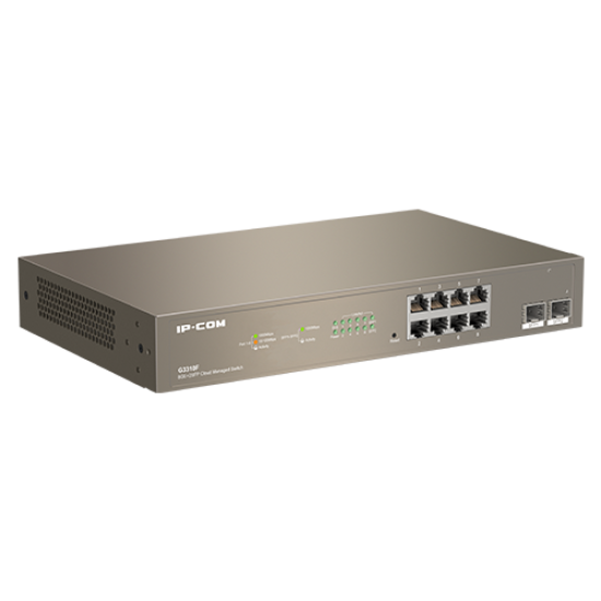 G3310F | IP-COM | Switch 8 x RJ45 Gigabit, 2 x SFP Gigabit Uplink, Cloud Management - IP-COM G3310F Switch 8 x RJ45 Gigabit, 2 x SFP Gigabit Uplink, Cloud Management - IP-COM G3310F