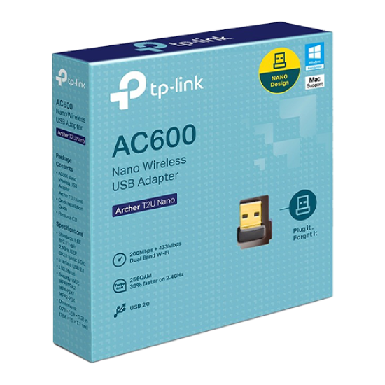 Adaptor wireless TP-Link Archer T2U Nano, AC600, Dual-Band, Nano ArcherT2UNano