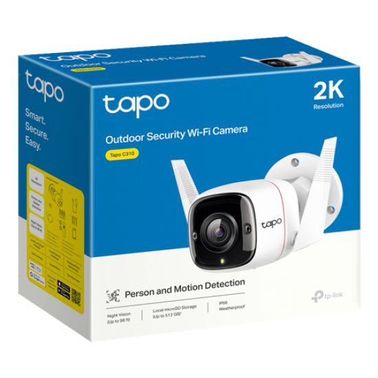 TapoC310 | TP-LINK | Camera IP Wi-Fi, Rezolutie 2K, Audio bidirectional, Alarma, IR 30M - TP-Link Tapo TapoC310 Camera IP Wi-Fi, Rezolutie 2K, Audio bidirectional, Alarma, IR 30M - TP-Link Tapo TapoC310