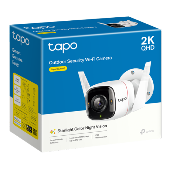 Camera IP Wi-Fi, 2K QHD, Starlight, Audio bidirectional, Alarma, IR 30M - TP-Link Tapo TapoC320WS