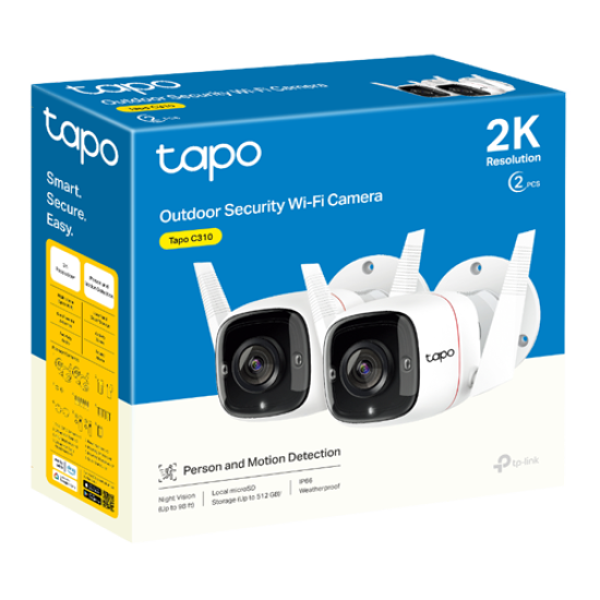 Pachet 2 Camere IP Wi-Fi, 2K, Audio bidirectional, IR 30M - TP-Link Tapo TapoC310P2