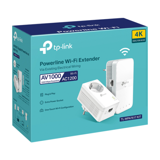 TL-WPA7617KIT | TP-LINK | Kit Powerline AV1000, Wi-Fi 5, AC1200 Dual-Band, 1 x RJ45 Gigabit - TP-Link TL-WPA7617KIT Kit Powerline AV1000, Wi-Fi 5, AC1200 Dual-Band, 1 x RJ45 Gigabit - TP-Link TL-WPA7617KIT