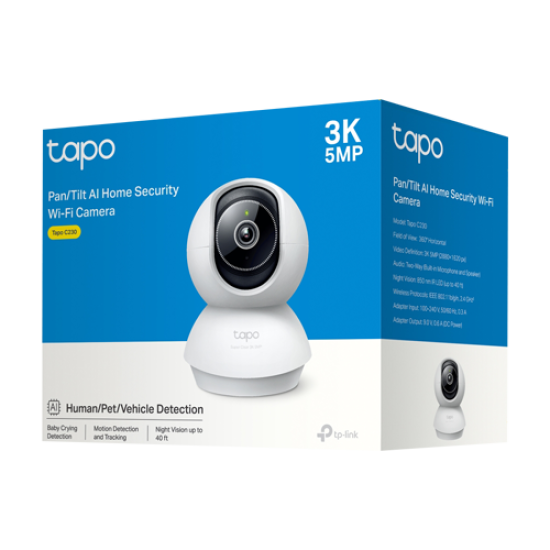 TapoC230 | TP-LINK | Camera IP Smart Wi-Fi, 3K 5MP, Pan&Tilt, Audio bidirectional, Alarma - TP-Link Tapo TapoC230 Camera IP Smart Wi-Fi, 3K 5MP, Pan&Tilt, Audio bidirectional, Alarma - TP-Link Tapo TapoC230