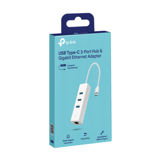 UE330C | TP-LINK | Adaptor USB Type-C la RJ45 Gigabit, 3 x USB 3.0 - TP-Link UE330C Adaptor USB Type-C la RJ45 Gigabit, 3 x USB 3.0 - TP-Link UE330C