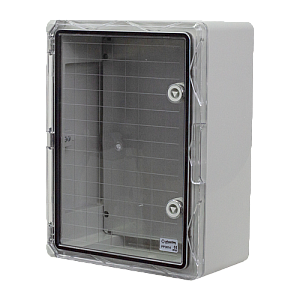 Cutie distributie IP65 din ABS gri, usa transparenta, placa metalica, 300x400x170 mm PP3014