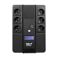 UPS TSY Power, 600VA/360W, LCD, line interactive, 6 x Schuko TSY-D-0K6-LCD UPS TSY Power, 600VA/360W, LCD, line interactive, 6 x Schuko TSY-D-0K6-LCD