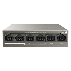 Switch 4 porturi PoE, 2 porturi uplink RJ45 10/100Mbps - TENDA TND-TEF1106P-4-63W