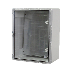 Cutie distributie IP65 din ABS gri, usa transparenta, placa metalica, 400x500x240 mm PP3017