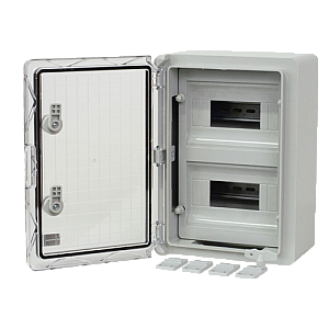 Cutie modulara IP65 din ABS gri, usa transparenta, 2 x 9 module, 250x350x150 mm PP3112 Cutie modulara IP65 din ABS gri, usa transparenta, 2 x 9 module, 250x350x150 mm PP3112
