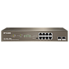 Switch 8 porturi PoE+ Gigabit, 2 porturi SFP Gigabit, 130W, 1U - IP-COM G1110P-8-150W – IP-COM G1110P-8-150W