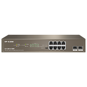 Switch 8 porturi PoE+ Gigabit, 2 porturi SFP Gigabit, 130W, 1U - IP-COM G1110P-8-150W Switch 8 porturi PoE+ Gigabit, 2 porturi SFP Gigabit, 130W, 1U - IP-COM G1110P-8-150W