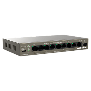 Switch 8 porturi Gigabit PoE, 1 x RJ45 Gigabit Uplink, 1 x SFP Gigabit Uplink - IP-COM G1110PF-8-102W Switch 8 porturi Gigabit PoE, 1 x RJ45 Gigabit Uplink, 1 x SFP Gigabit Uplink - IP-COM G1110PF-8-102W