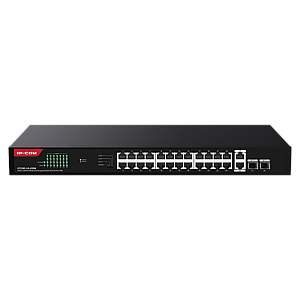 Switch 24 porturi Gigabit PoE, 2 x RJ45 Uplink Gigabit, 2 x SFP Gigabit, 1U - IP-COM G1128P-24-410W
