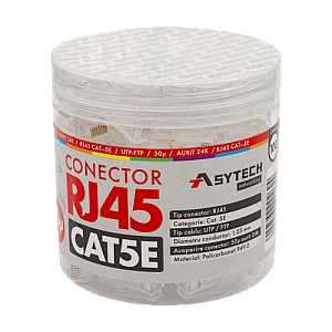 Mufa RJ-45 UTP Cat.5e, 50µ (100 buc) RJ45-CAT5E-50U-JAR