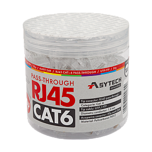 Mufa RJ-45 UTP Cat.6 EZ Passthrough, 50µ (100 buc) RJ45-CAT6-EZ-50U-JAR