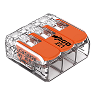 Conector derivatie 3 fire, max. 4 mm² (50 buc.) - WAGO 221-413 Conector derivatie 3 fire, max. 4 mm² (50 buc.) - WAGO 221-413