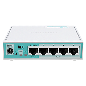 Router hEX, 5 porturi Gigabit, USB, PoE IN - MikroTik E50UG