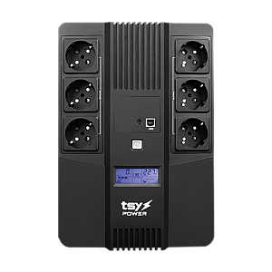 UPS TSY Power, 600VA/360W, LCD,  line interactive, 6 x Schuko TSY-D-0K6-LCD