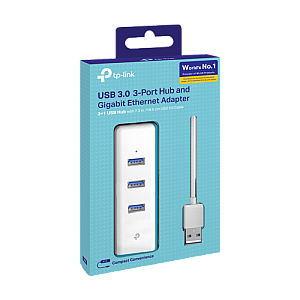 Adaptor Ethernet USB - RJ45 Gigabit, 3 x USB 3.0 - TP-Link UE330 Adaptor Ethernet USB - RJ45 Gigabit, 3 x USB 3.0 - TP-Link UE330