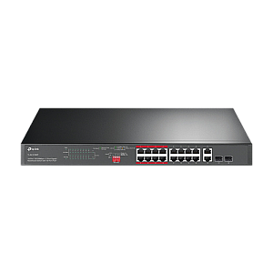 Switch 16 x RJ45 10/100 Mbps PoE, 2 x RJ45 1G, 2 x combo SFP 1G, Buget PoE 250W, Unmanaged - TP-Link TL-SL1218MP