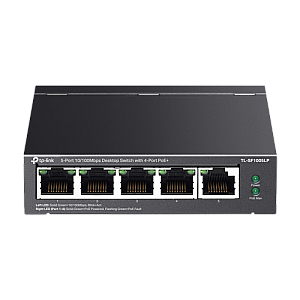 Switch 4 porturi RJ45 10/100 Mbps PoE, 1 port RJ45 10/100 Mbps, Buget PoE 41W, Unmanaged - TP-Link TL-SF1005LP