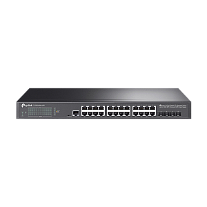 Switch 24 porturi RJ45 Gigabit, 4 x SFP+ 10G, Alimentare Baterie 12V, L2+ Management, 1U - TP-Link TL-SG3428X-UPS