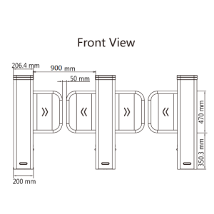 Poarta acrilica 90 cm, pentru poarta batanta DS-K3B501SX - HIKVISION DS-K3B501SX/601SX-Dp90/2