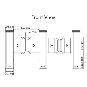 Poarta acrilica, 65 cm pentru poarta batanta DS-K3B501SX - HIKVISION DS-K3B501SX/601SX-Dp65/2