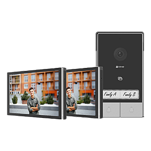 Kit video-interfon 2 familii, 2 x monitor tactil 7', camera 2K, audio, IR 6m, Wi-Fi6 - EZVIZ CS-HP7(3MP,2-Family Kit)