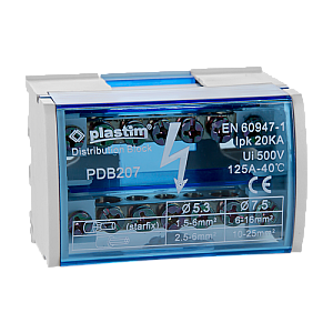 Bloc de distributie electrica, 2x7 poli, 125A - Plastim PDB207 Bloc de distributie electrica, 2x7 poli, 125A - Plastim PDB207