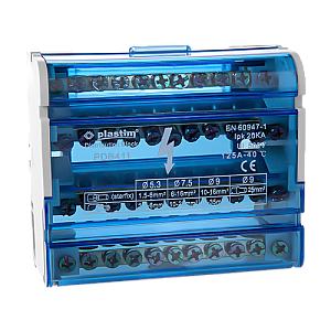 Bloc de distributie electrica, 4x11 poli, 125A - Plastim PDB411 Bloc de distributie electrica, 4x11 poli, 125A - Plastim PDB411