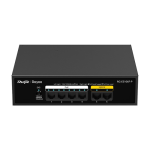 Switch L2, 4 x RJ45 10/100 Mbps PoE, 2 x RJ45 10/100 Mbps, Unmanaged - Ruijie Reyee RG-ES106F-P