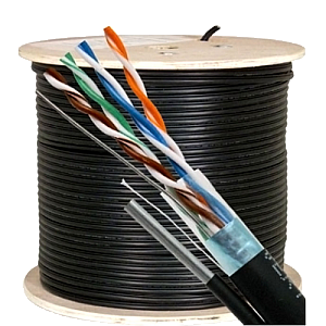 Cablu FTP autoportant, cat 5E, CUPRU 100%, 305m, negru TSY-FTP5E-MESS