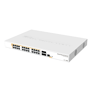 Management Switch 24 x Gigabit PoE+ Out 450W, 4 x SFP+ 10Gbps - Mikrotik CRS328-24P-4S+RM Management Switch 24 x Gigabit PoE+ Out 450W, 4 x SFP+ 10Gbps - Mikrotik CRS328-24P-4S+RM