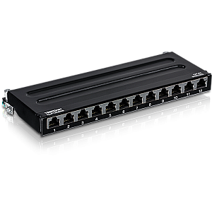 Patch Panel 12 porturi RJ45 UTP, Cat6a, Ecranat, 0.5U - TRENDnet TC-P12C6AS