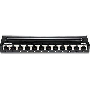 Patch Panel 12 porturi RJ45 UTP, Cat6a, Ecranat, 0.5U - TRENDnet TC-P12C6AS