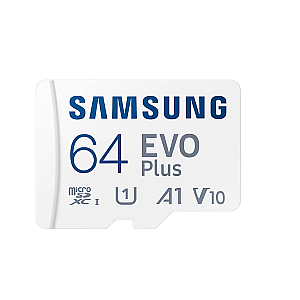 Card de Memorie Samsung EVO Plus MB-MC64SA/EU MicroSDXC 64GB Class 10 UHS-I U1 A1 V10 cu Adaptor SD