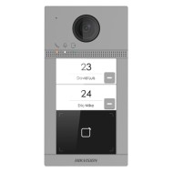 Panou exterior videointerfon TCP/IP pentru 2 familii, Wi-Fi 2.4GHz, control acces integrat - Hikvision DS-KV8213-WME1(C)
