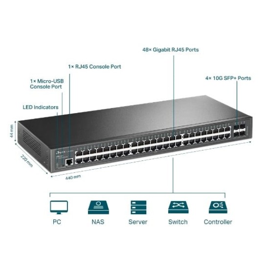 TL-SG3452X | TP-LINK | Switch 48 porturi RJ45 Gigabit, 4 x SFP+ 10G, L2 Management, 1U - TP-Link TL-SG3452X Switch 48 porturi RJ45 Gigabit, 4 x SFP+ 10G, L2 Management, 1U - TP-Link TL-SG3452X