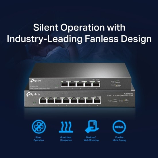 TL-SG108-M2 | TP-LINK | Switch 8 porturi RJ45 2.5G, Unmanaged - TP-Link TL-SG108-M2 Switch 8 porturi RJ45 2.5G, Unmanaged - TP-Link TL-SG108-M2