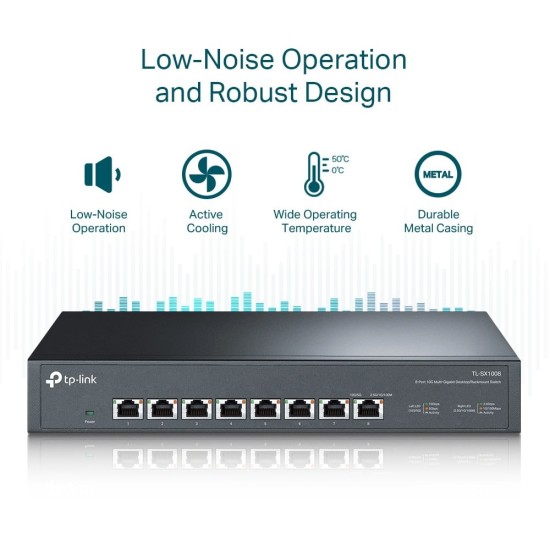 TL-SX1008 | TP-LINK | Switch 8 porturi RJ45 10G, Unmanaged, 1U - TP-Link TL-SX1008 Switch 8 porturi RJ45 10G, Unmanaged, 1U - TP-Link TL-SX1008