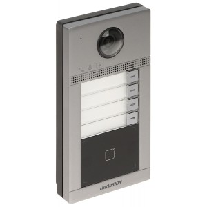 Panou exterior videointerfon TCP/IP pentru 4 familii, Wi-Fi 2.4GHz, control acces integrat - Hikvision DS-KV8413-WME1(C)
