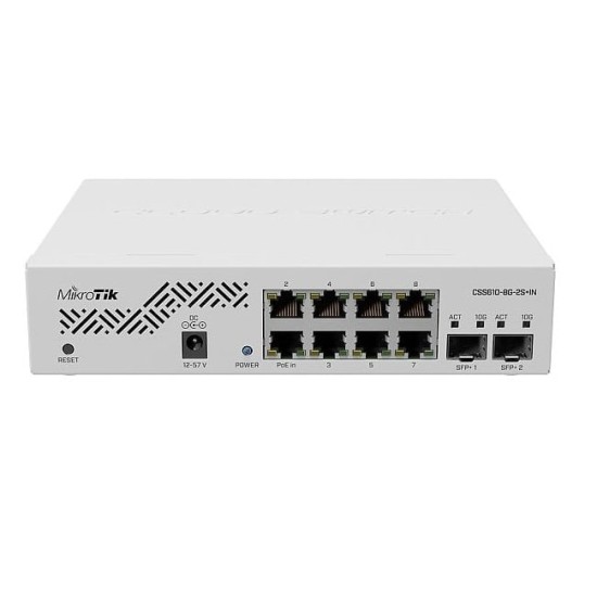 CSS610-8G-2S+IN | Mikrotik | Smart Switch, 8 x Gigabit, 2 x SFP+ 10Gbps - Mikrotik CSS610-8G-2S+IN Smart Switch, 8 x Gigabit, 2 x SFP+ 10Gbps - Mikrotik CSS610-8G-2S+IN