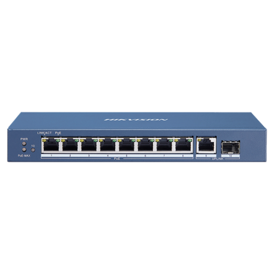 Switch 8 porturi Gigabit PoE, 1 port RJ45, 1 port SFP - HIKVISION DS-3E0510P-E