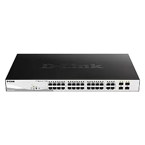 D-Link DGS-1210-28P/E switch Smart Gigabit 24 porturi PoE+ cu 4 porturi SFP pentru retele profesionale