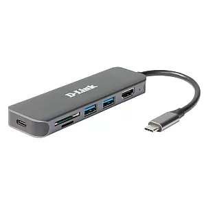 D-Link DUB-2327 hub USB-C 6-in-1 multifunctional cu HDMI, Ethernet, USB 3.0 si card reader