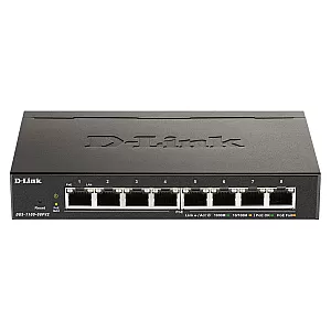 D-Link DGS-1100-08V2/E switch Smart Gigabit 8 porturi PoE+ cu management simplu pentru birouri si camere IP